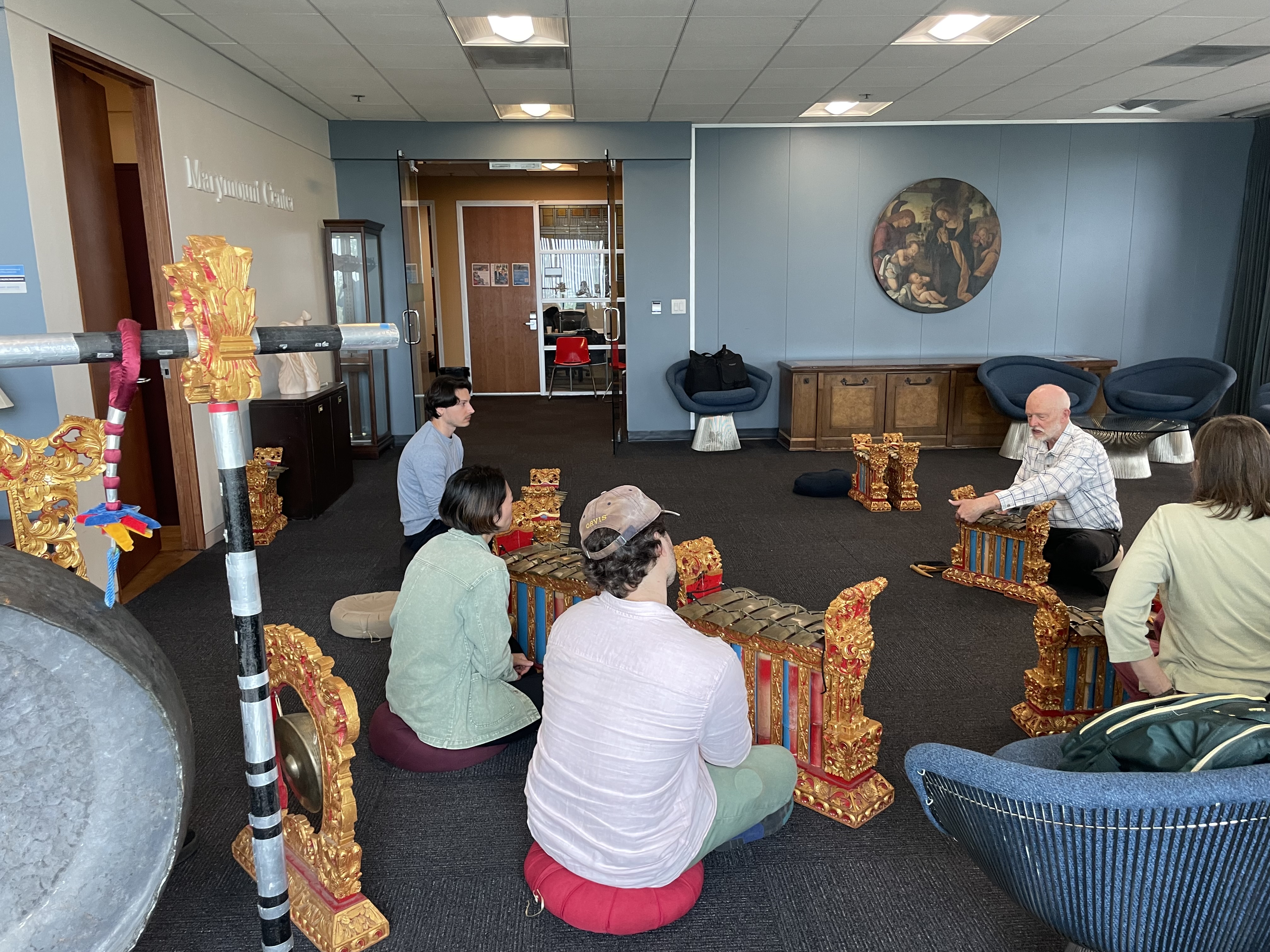 A group of Balinese musicians performing music